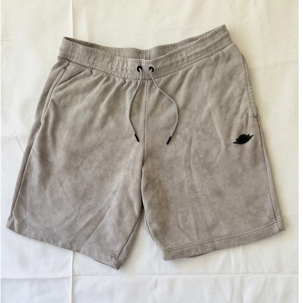 Air Jordan Mens XXL Grey Acid Wash Fleece Shorts Wings Logo Streetwear Vtg Rare‎
